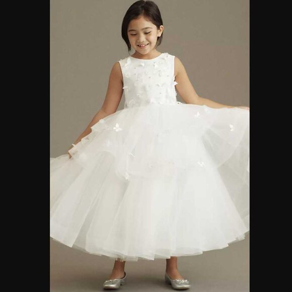 New girl's 4 Princess Daliana x Anthropologie butterfly flower girl dress white - Picture 1 of 12